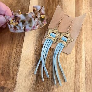 Cute Resin Cuff and Western Earrings